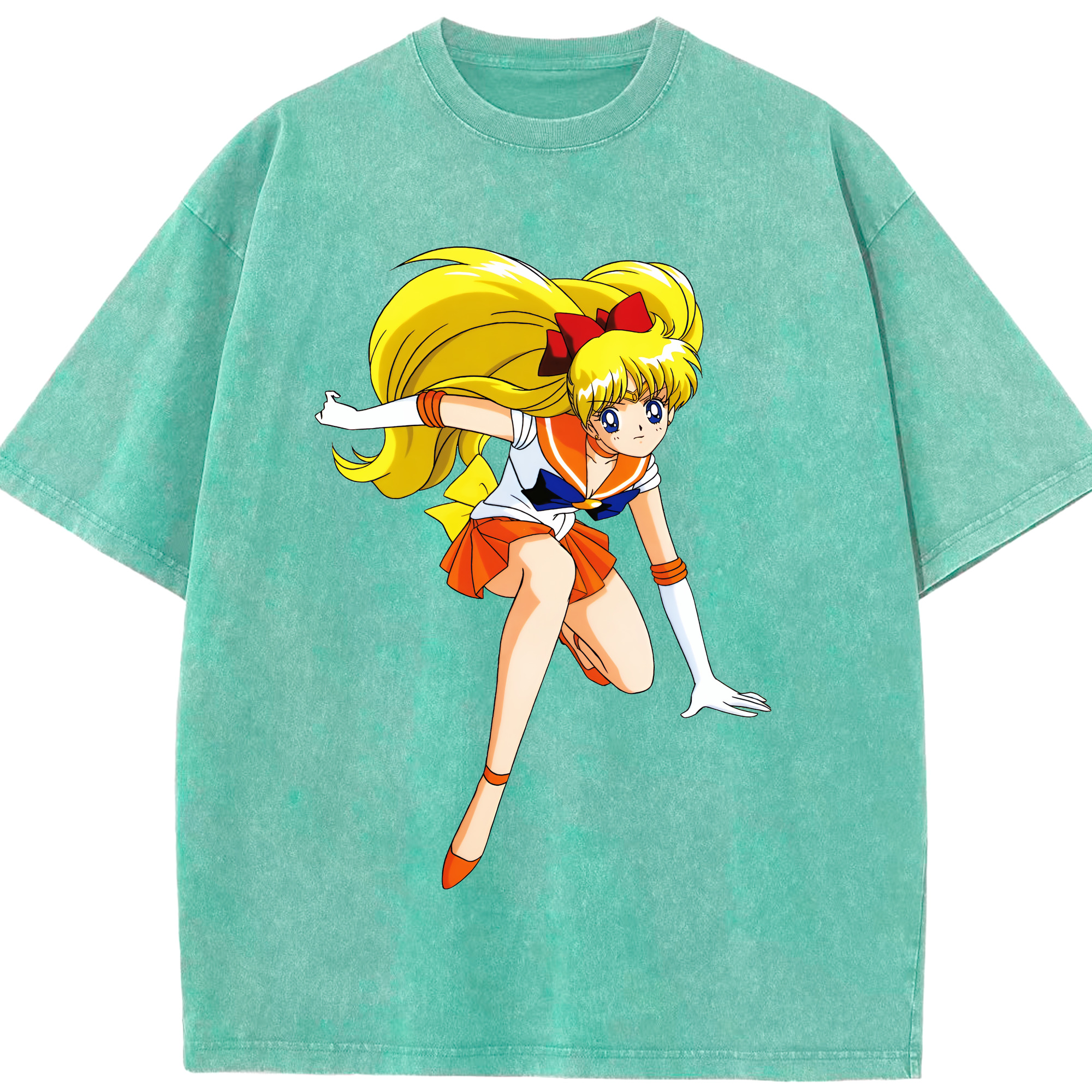 （画像用） 美少女戦士セーラームーン 愛野 美奈子 あいの みなこ Sailor Moon Aino Minako 綿100% ヴィンテージ風 半袖Tシャツ（フロントプリント）